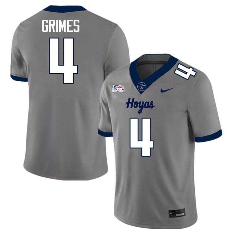 Georgetown Hoyas #4 Isaiah Grimes College Football Jerseys,Uniforms-Grey
